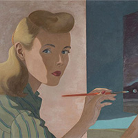 A painting of a woman painting