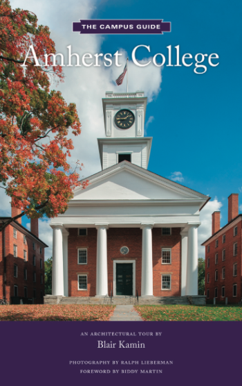 A book with the title Amherst College: An Architectural Tour and a photo of Johnson Chapel