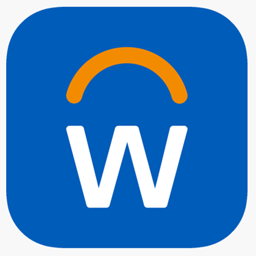 A W inside a blue box with a yellow half circle above it