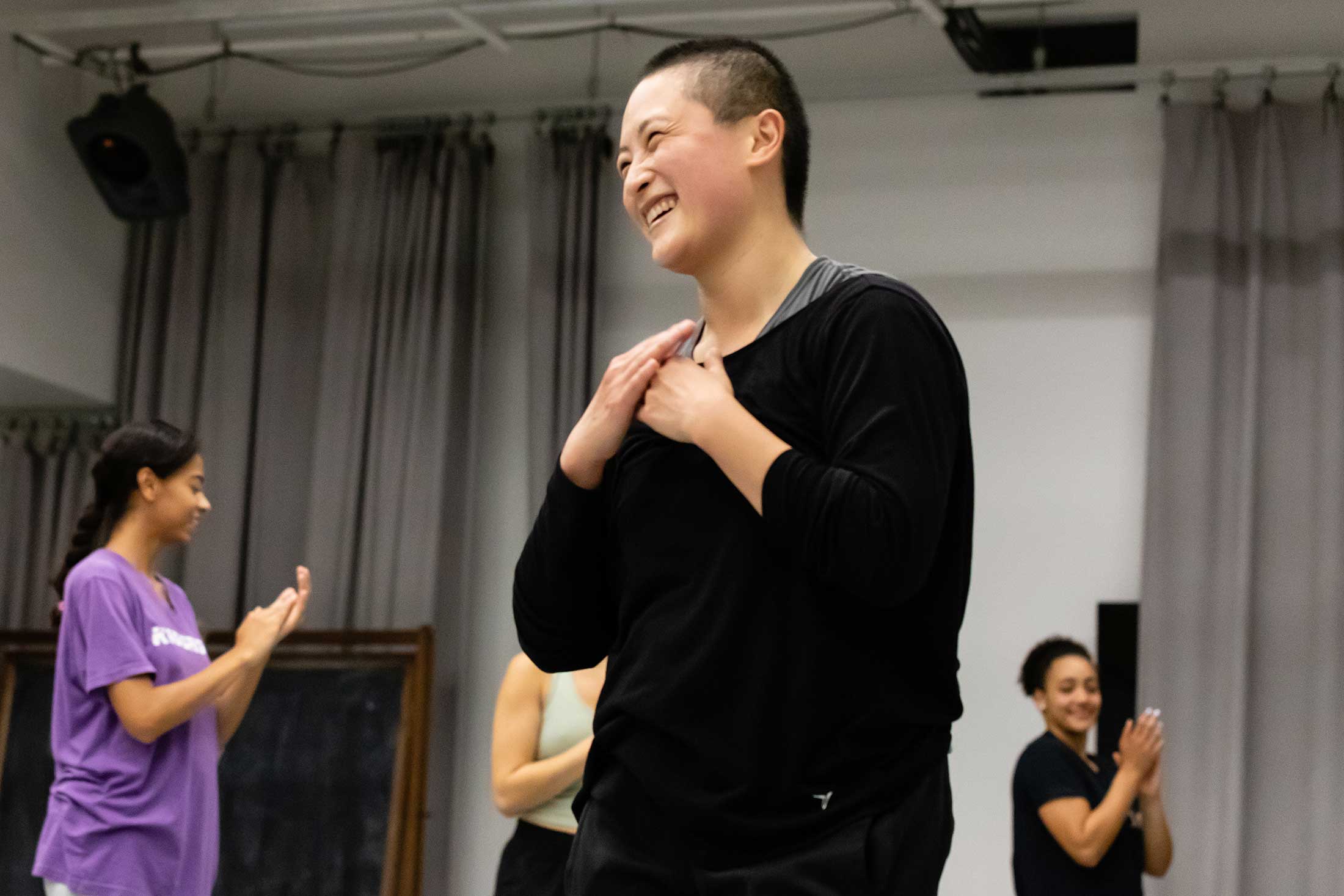 Guest artist Annie Wang leading a master class in contemporary dance