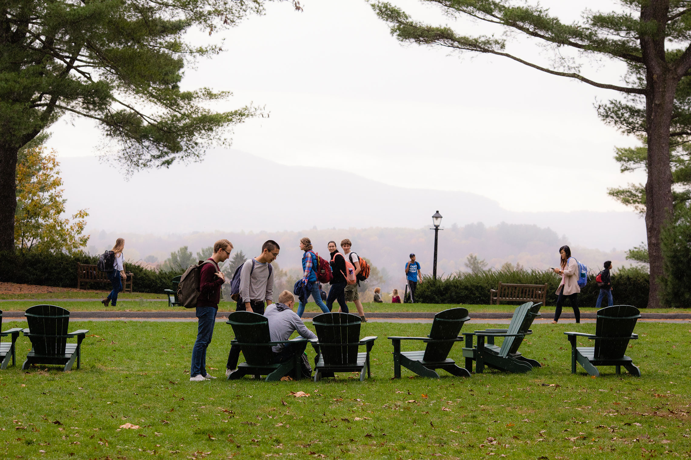 Students on the Academic Quad at Amherst College.
