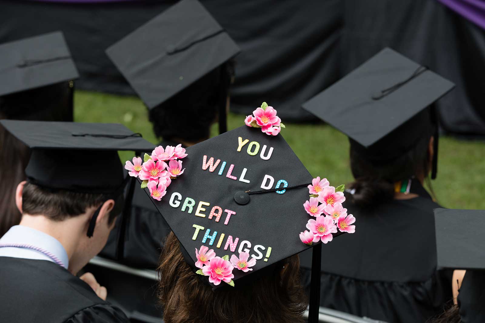 "You will do great things" written on a graduation cap