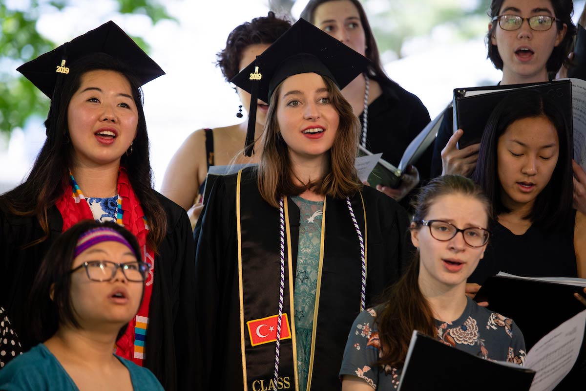 The Amehrst College Choral Society performed at the Commencement ceremony
