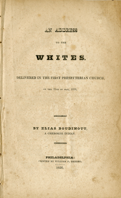 Title page from "An Address to the Whites"