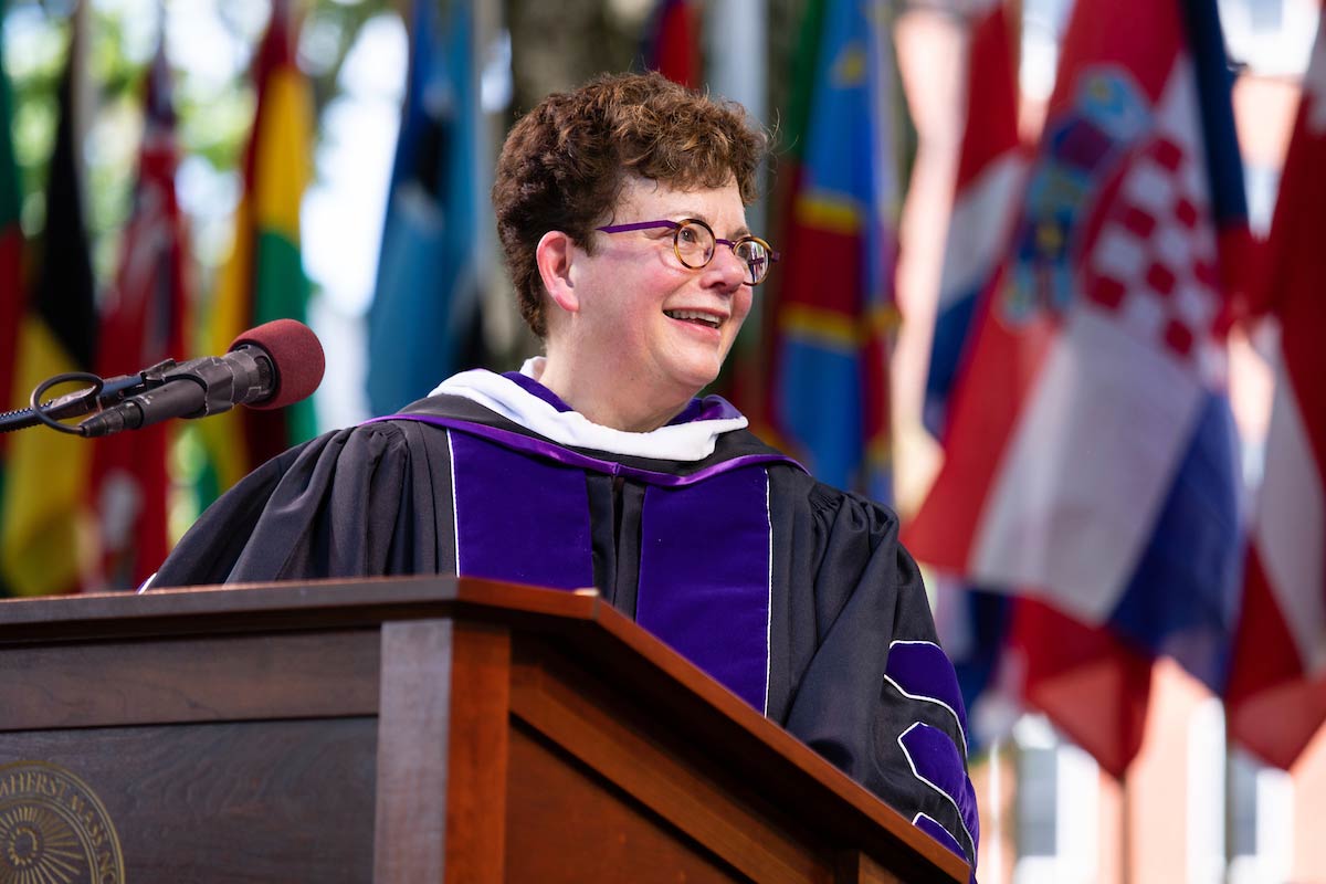 President Biddy Martin speaking during Commencement