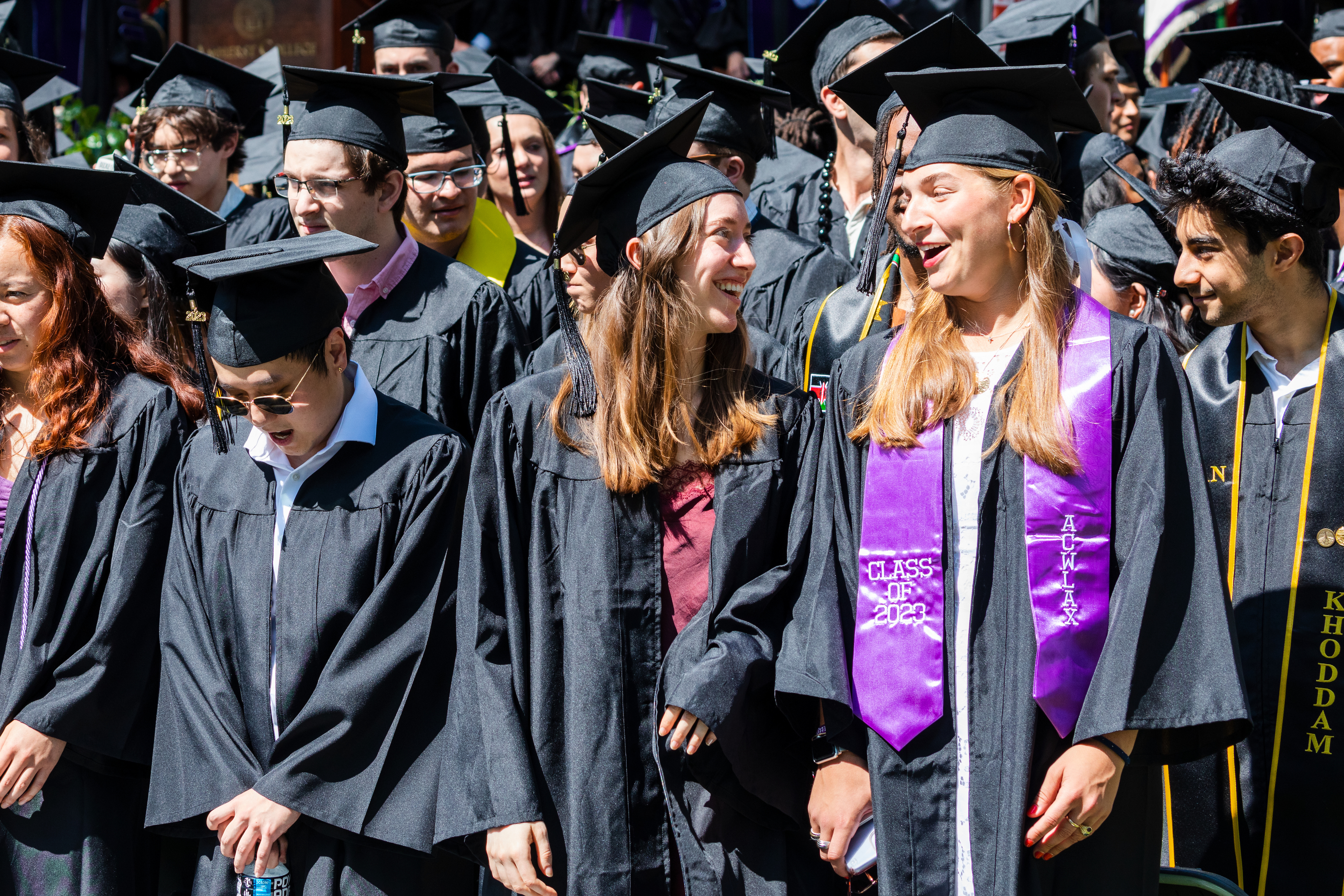Students line up in front of their seats during Commencement.