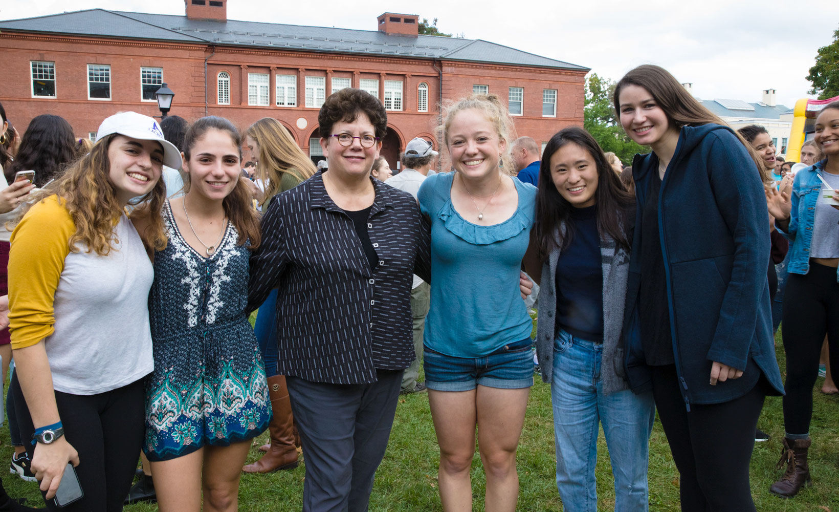 President Biddy Martin with Amherst College students at Fall Festival.