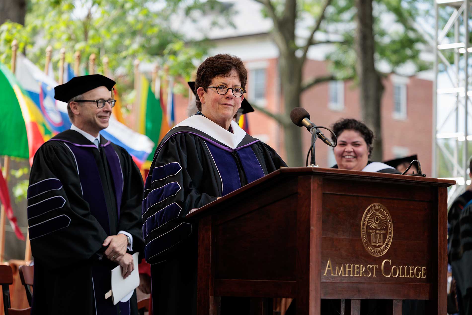 President Biddy Martin addresses the graduates at commencement.