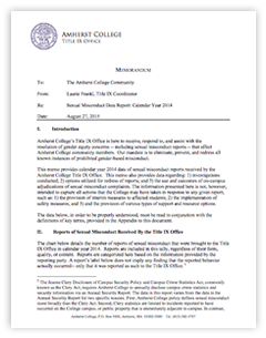Amherst College Sexual Misconduct Data Report: Calendar Year 2014 - click to open PDF