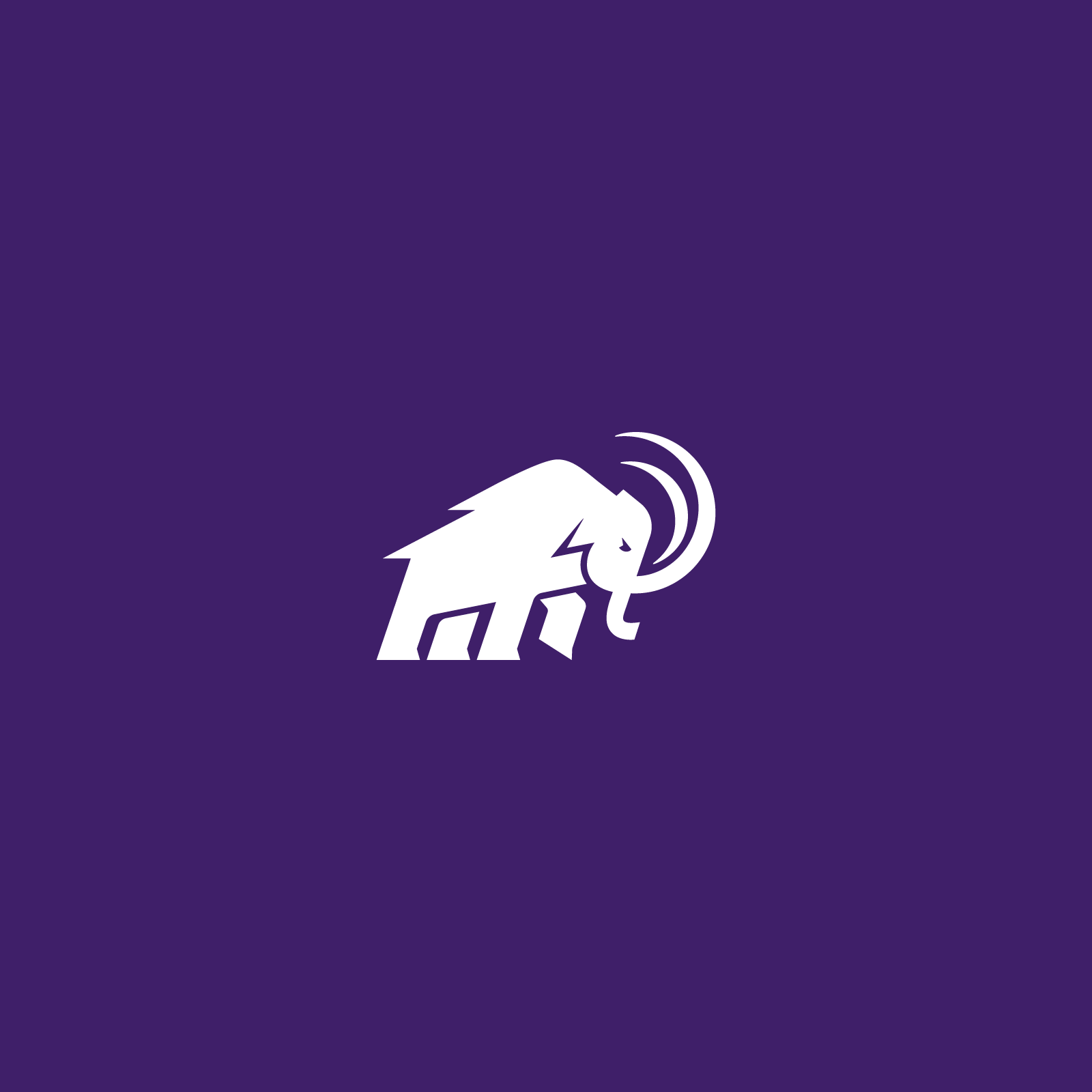 Amherst Mammoth in white on purple background