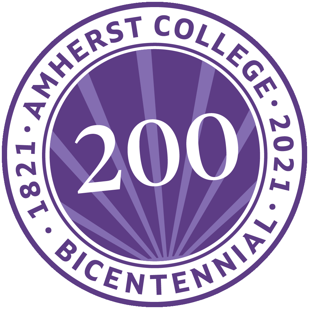 Amherst College Bicentennial 1821-2021 animated logo tilting back and forth