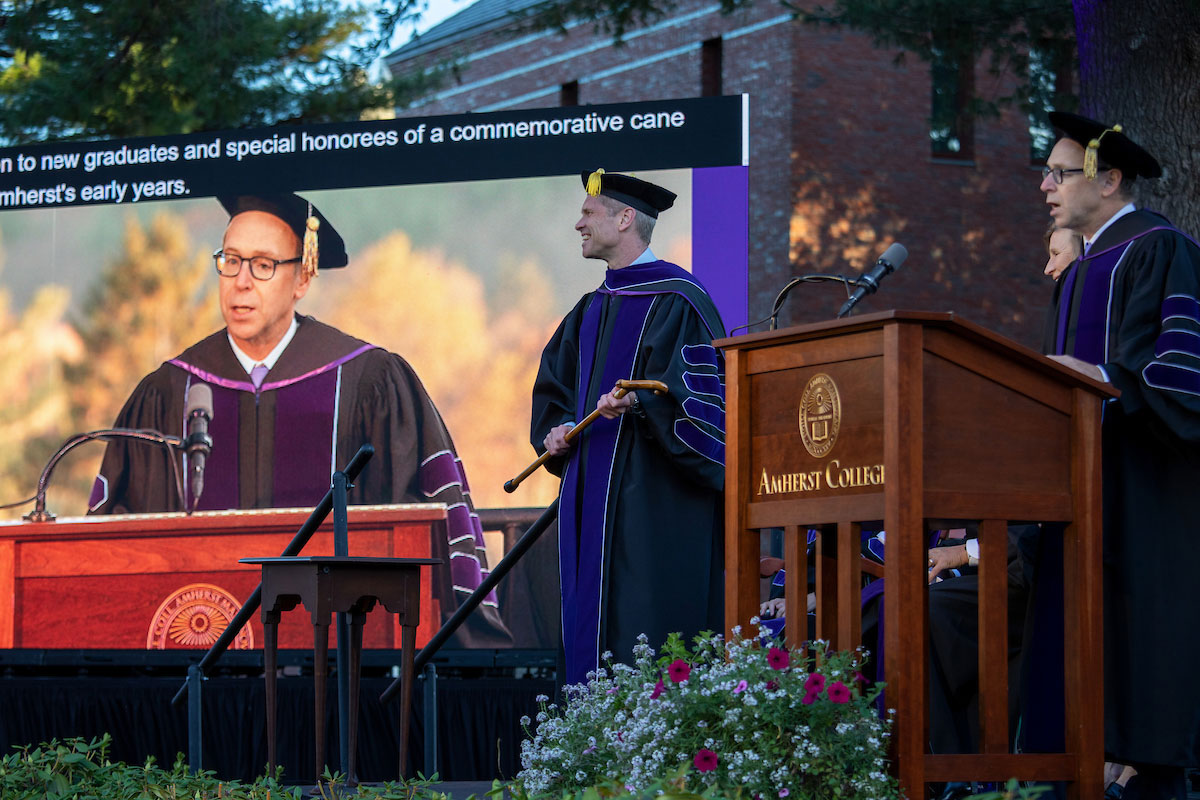 Andy Nussbaum, chair of the board of trustees, speaking at President Elliott's inauguration.