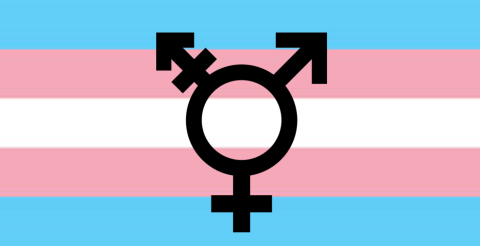 Transgender flag with trans symbol