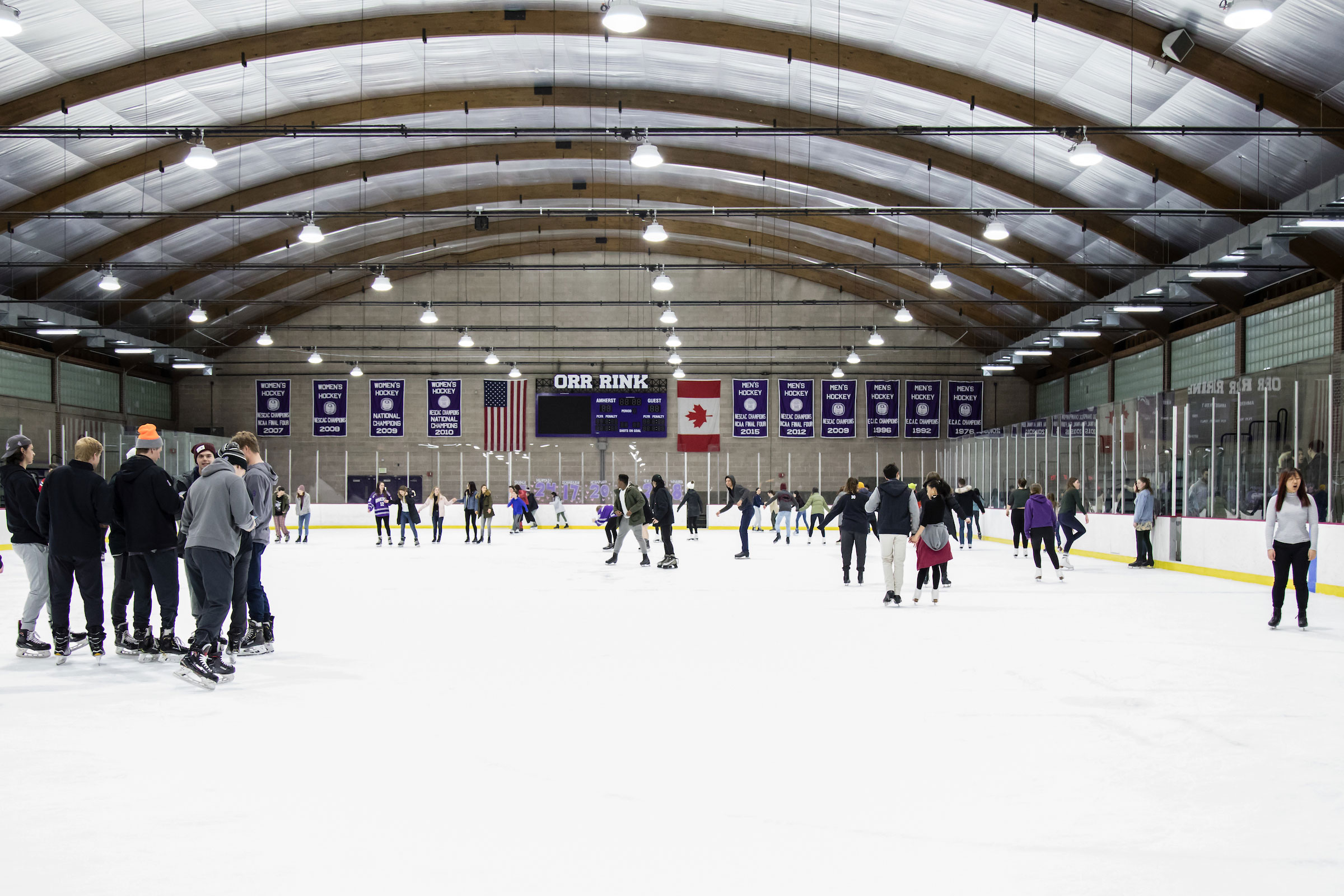 Students and community members skating in Orr Rink