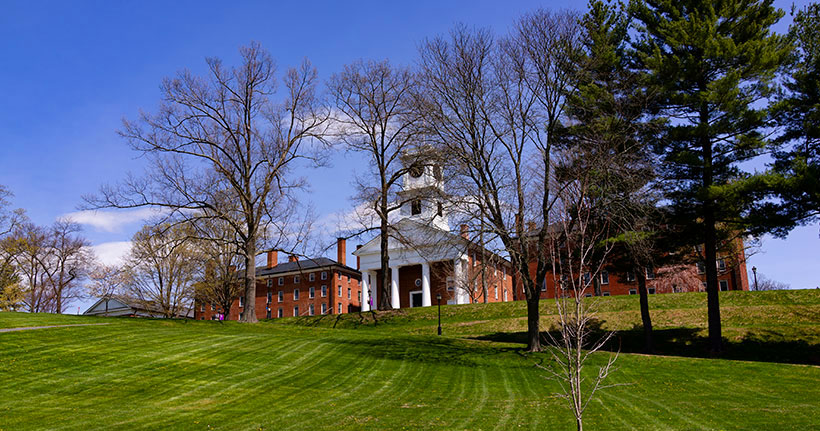 A view of Johnson Chapel in the spring time