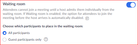 Enable the waiting room in Zoom