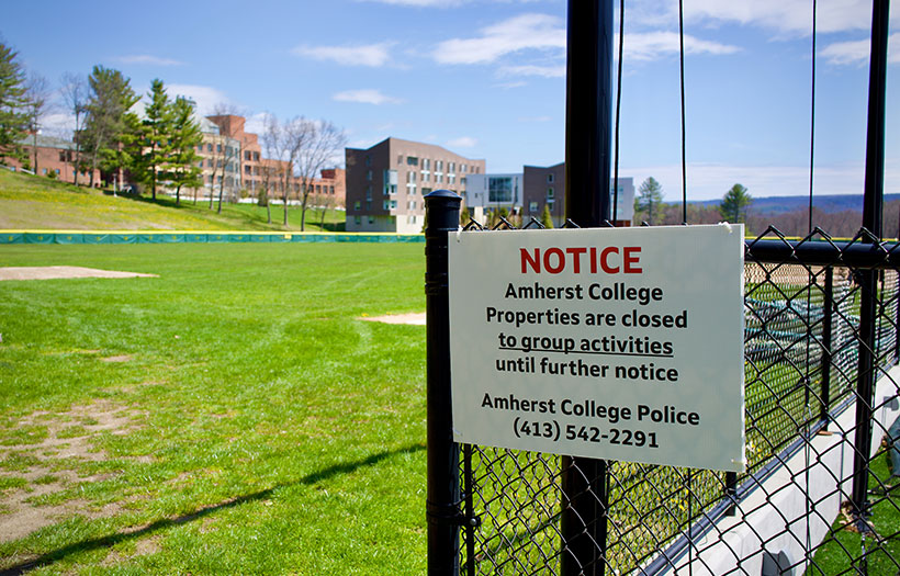 Sign indicating that the campus athletic facilities are closed
