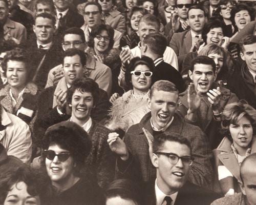 Football fans at Pratt Field at the 1962 Williams game