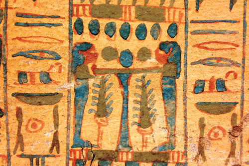 Detail of paintings on mummy case