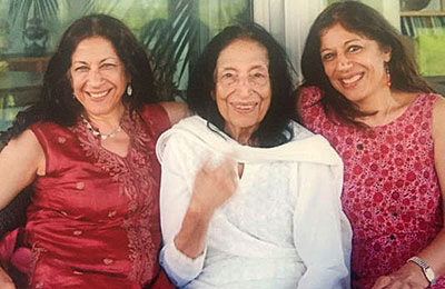 Amrita Basu (l) with her mother Rasil Basu (center) and sister Rekha Basu (r).
