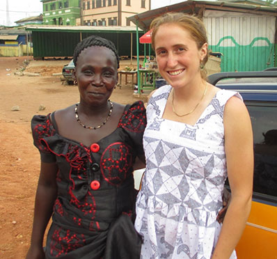 Keri Lamber poses with host and friend Ruth in Takodai, Ghana