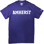 A purple t-shirt with AMHERST on the front