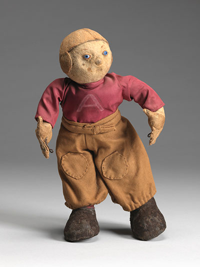 German-made Amherst football doll from Amherst College archives
