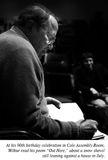 Richard Wilbur reading a poem at his 90th birthday celebration.