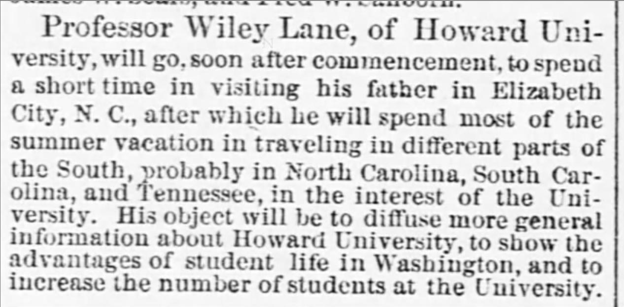 newspaper item about Wiley Lane, text in caption below image