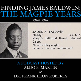 Thumbnail image for the podcast "Finding James Baldwin," featuring a black-and-white photo of young James Baldwin from his high school yearbook