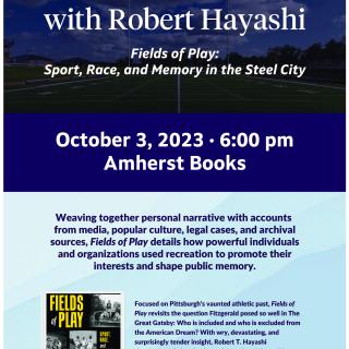 Event poster showing a small image of the cover of Hayashi's book