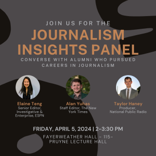 Image of the panelists as well as the date, time and location of the panel