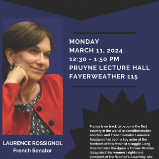 Event poster with a photo of French Senator Laurence Rossignol 