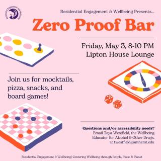A graphic for the Zero Proof bar, listing the event details