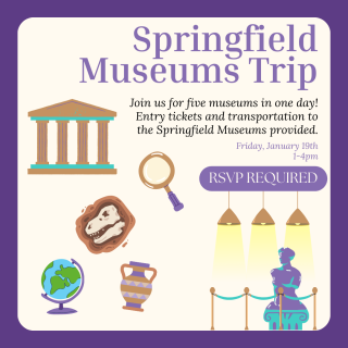 Join us for five museums in one day! Entry tickets and transportation to the Springfield Museums provided. Friday, January 19, 1-4pm