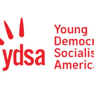 Red text logo for the YDSA (Young Democratic Socialists of America) on white background