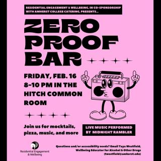 A graphic for the Zero Proof bar, listing the event details