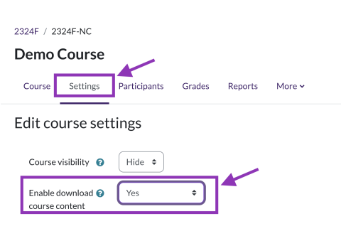 enable course download