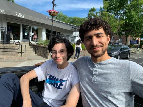 Two Amherst students at an outing in town