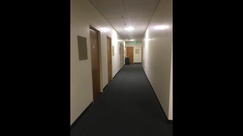 A hallway in Moore dormitory