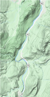 map of the current path of the Ausable River