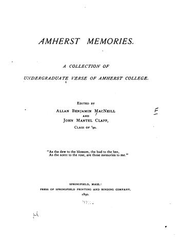 Amherst Memories 1890