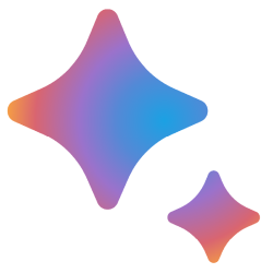 Google Bard logo, two four-pointed colorful stars